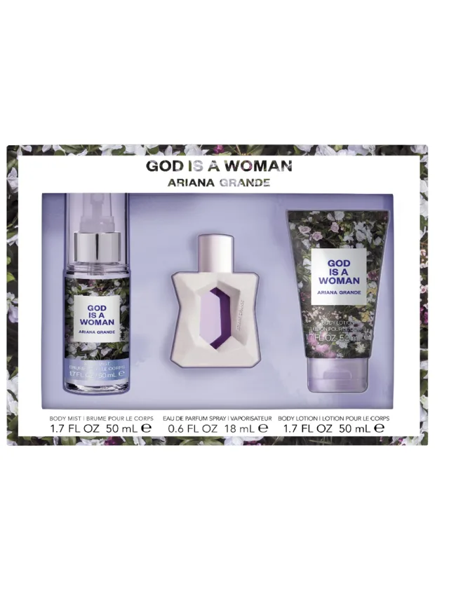 Estuche God Is Woman 3pzs Splash Crema Ariana Grande