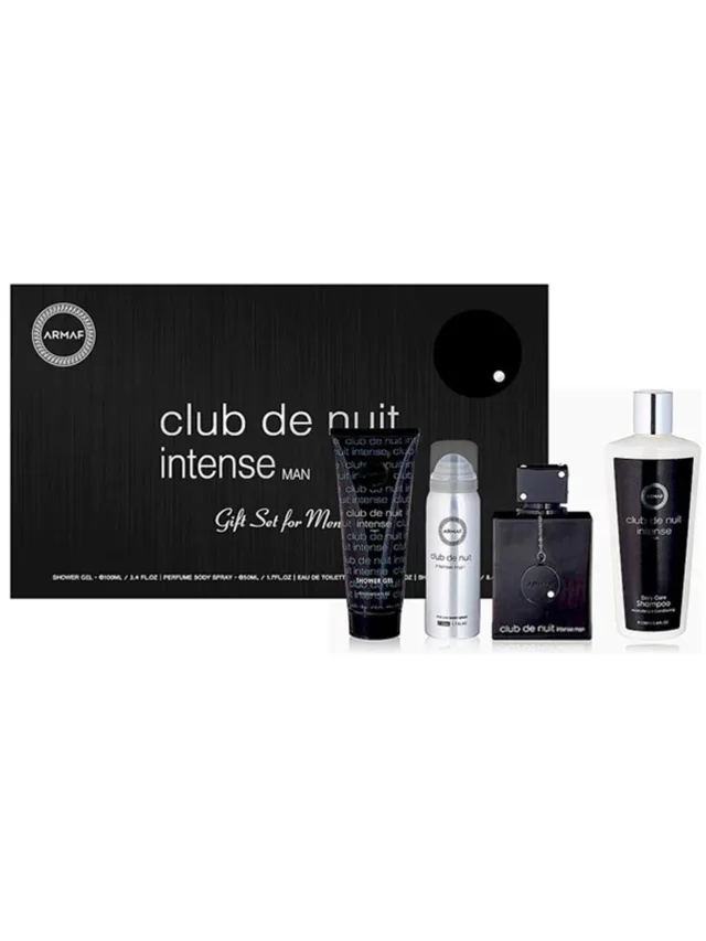 Estuche Club de Nuit Intense 4pzs Shampoo Gel de Bano Spray Armaf