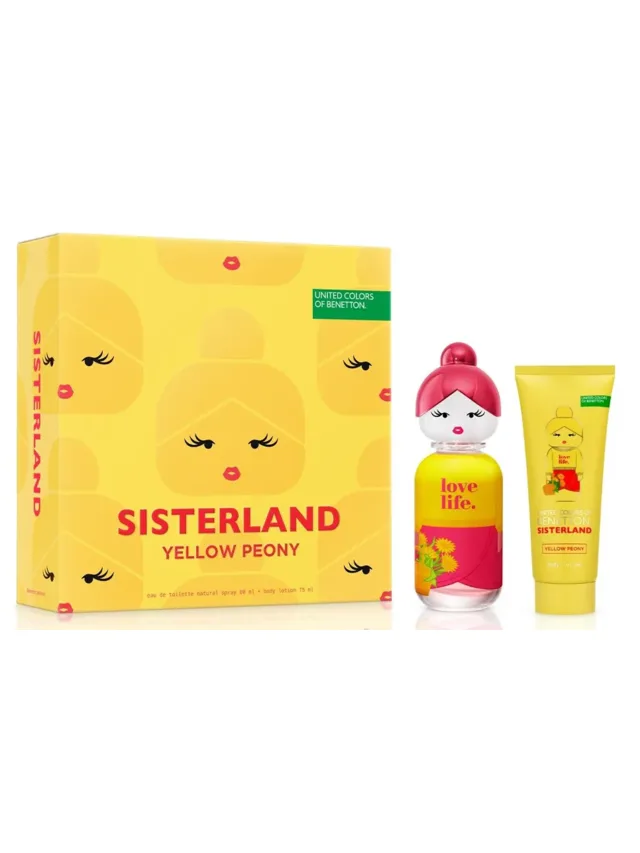 Estuche Sisterland Yellow Peony 2pzs Crema Benetton