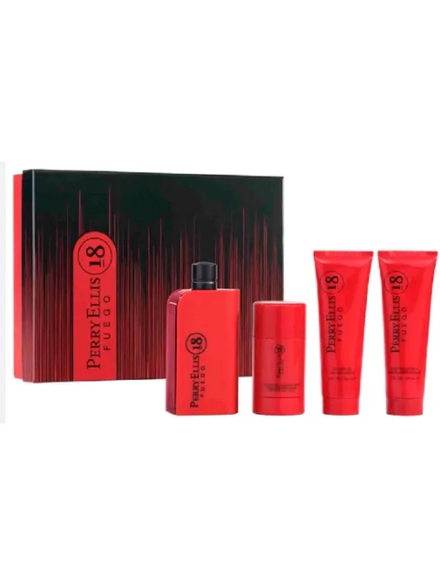 Estuche 18 Fuego 4pzs Desodorante Gel de Bano After Shave Perry Ellis