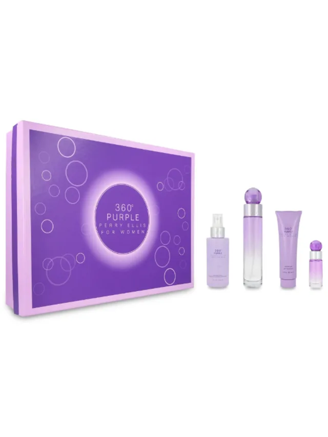 Estuche 360 Purple 4pzs 7 Crema Desodorante Perry Ellis