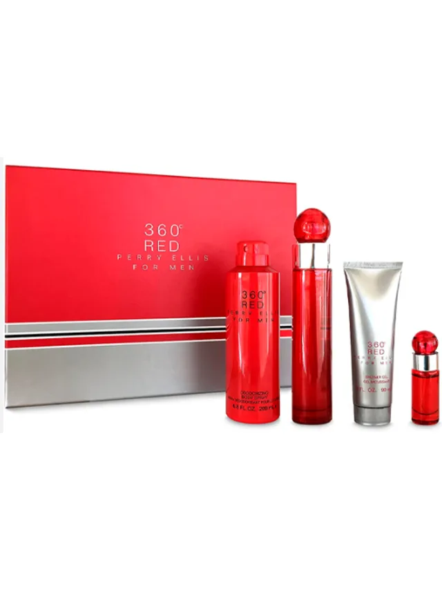 Estuche 360 Red 4pzs 7 Crema Desodorante Perry Ellis