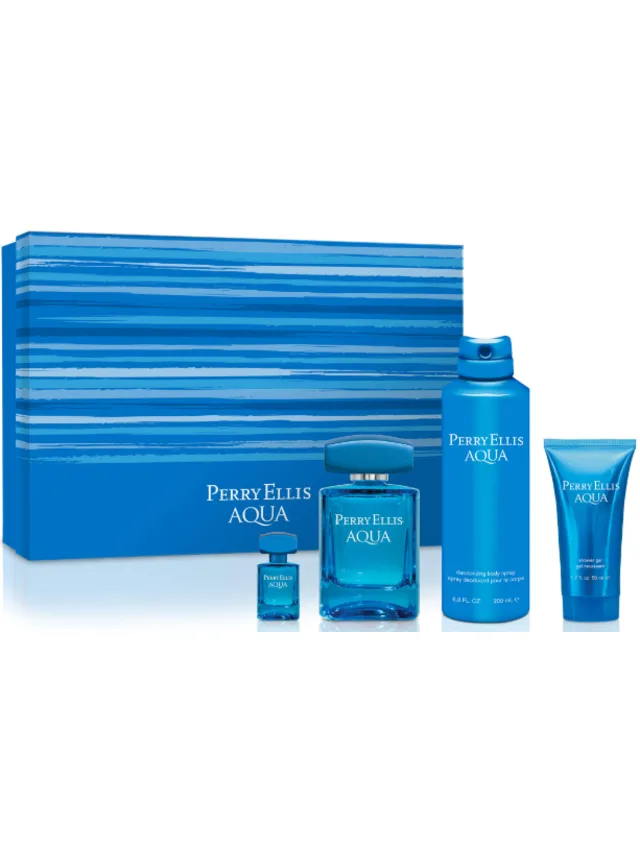 Estuche Aqua 4pzs 7 Desodorante Shower Gel Perry Ellis