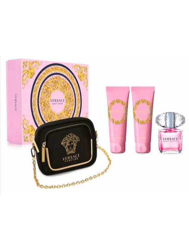 Estuche Bright Crystal Absolu 4pzs Crema Gel de Bano Cosmetiquera Versace