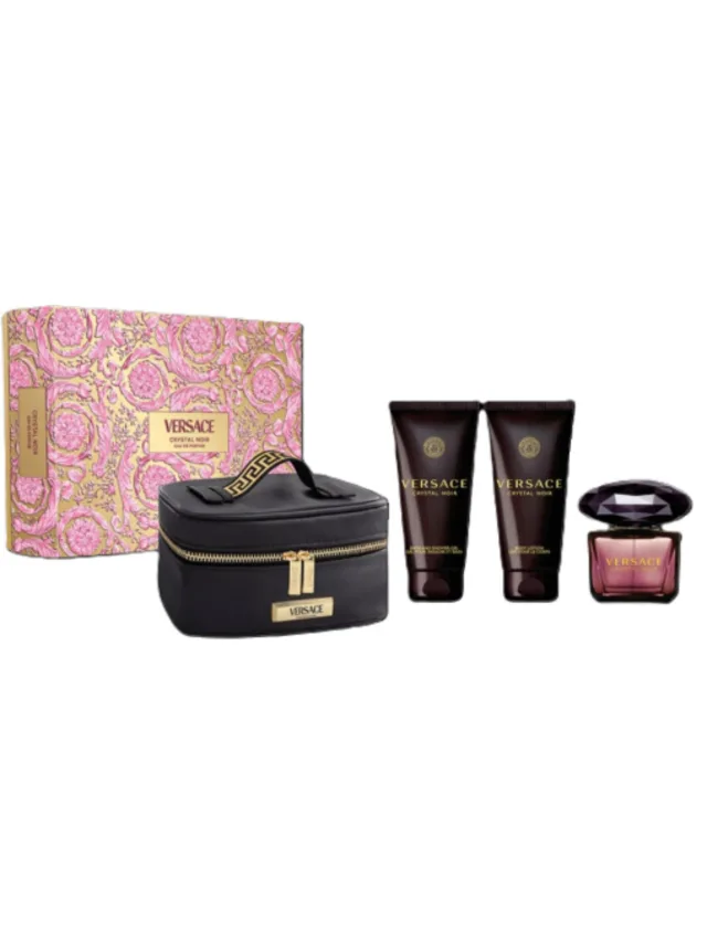 Estuche Crystal Noir 4pzs Gel de Bano Crema Cosmetiquera Versace